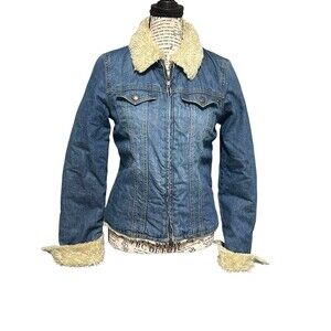 RaRe ABERCROMBIE FITCH MEADOW BROOK SHERPA XS DeNiM FLEECE TRUCKER JACKET